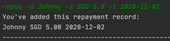 Example for Inputting Repayment Information